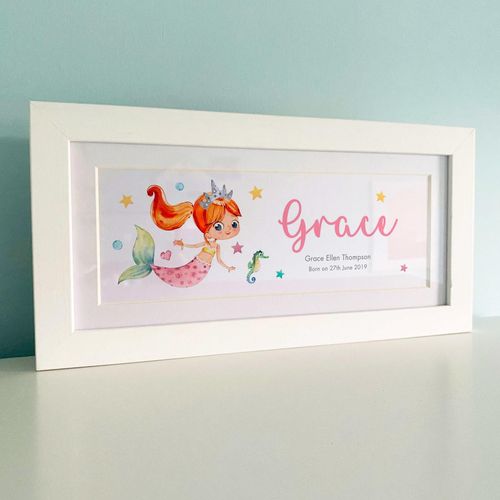 mermaid name print frame with white name frame