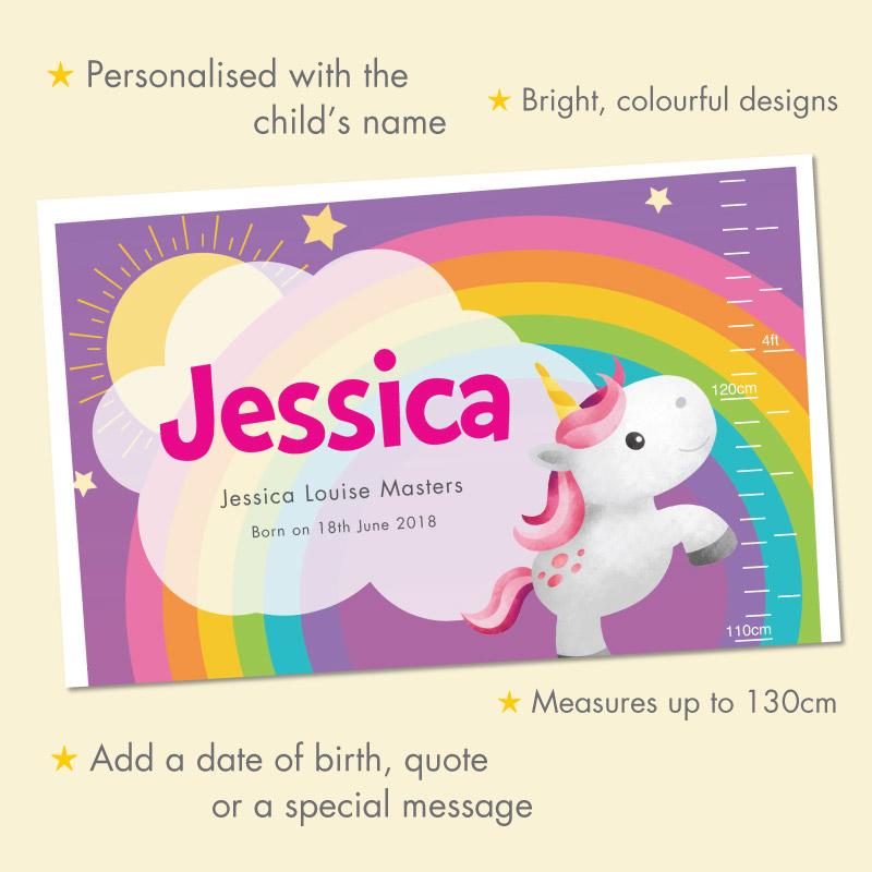personalised childrens height charts, frame my name, kids wall charts