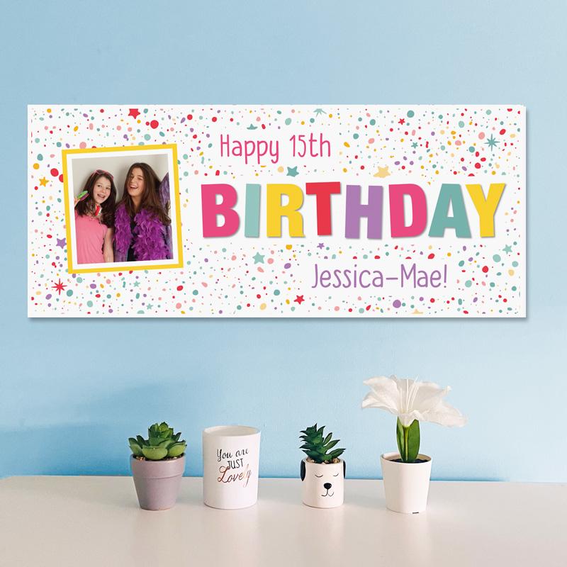 personalised 16th birthday banners, 18th birthday photo banners, frame my name