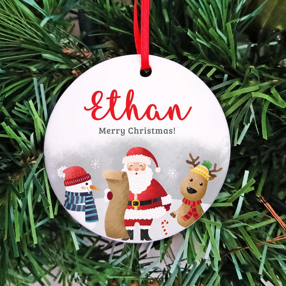 frame my name, personalised ceramic christmas tokens