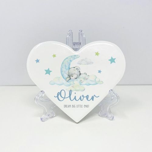 Ceramic Keepsake - Little Bear (blue) heart