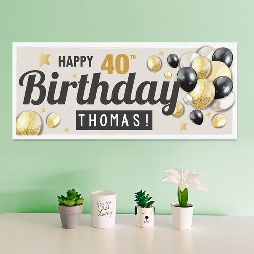 frame my name, personalised birthday banner bunting, 30th birthday banners, 40th party banners