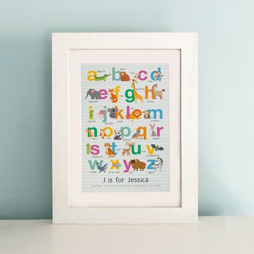 frame my name, personalised alphabet chart, lowercase letters