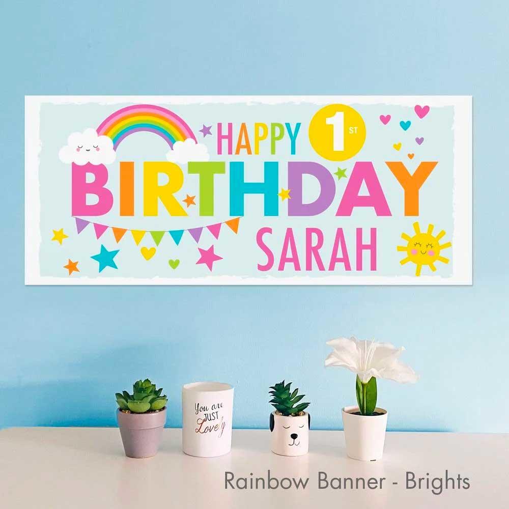 rainbow bright birthday party banners, childrens birthday banners