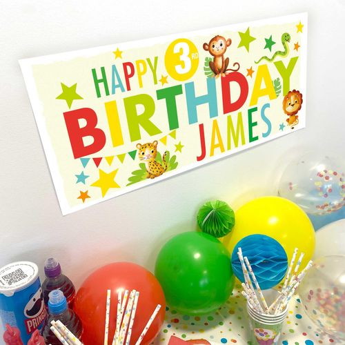 jungle party banners, kids party banners, jungle birthday banners for kids