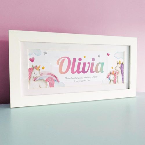 unicorn nursery name prints, baby name gifts