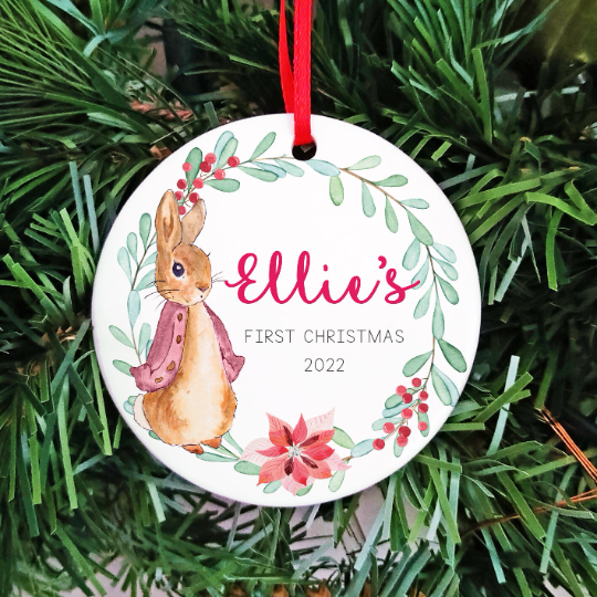 Personalised Baby's First Christmas Ceramic Keepsake | Xmas Tree Hanging Decoration