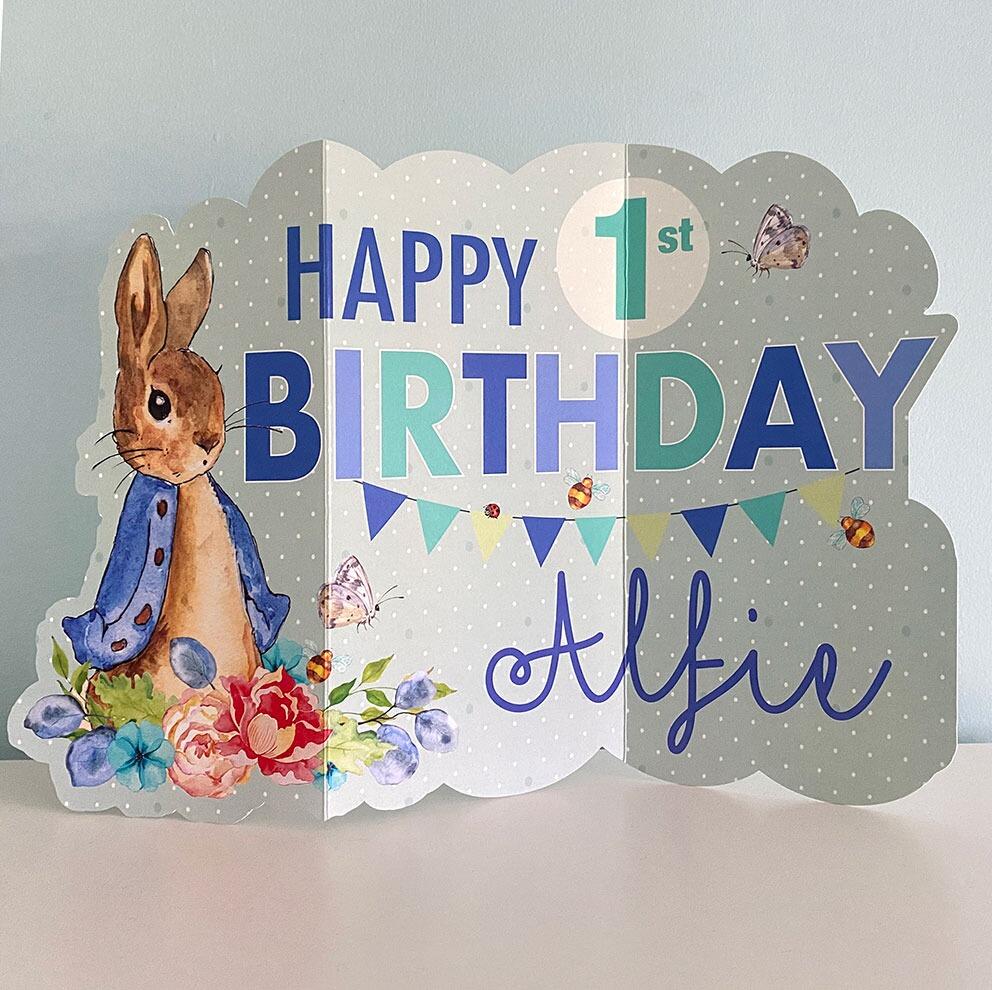 rabbit birthday cards, personalised birthday cards, cut out cards