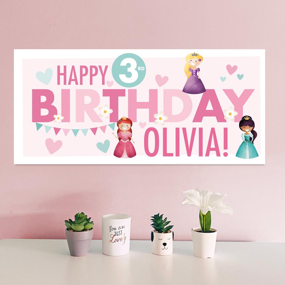 frame my name, princess party banners, princess party decorations