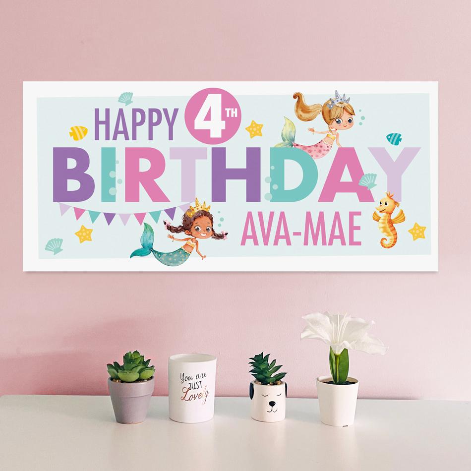 framemyname, mermaid birthday banners, party banners for girls