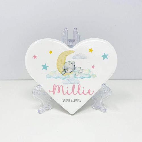 Ceramic Keepsake - Little Bear (pink) heart