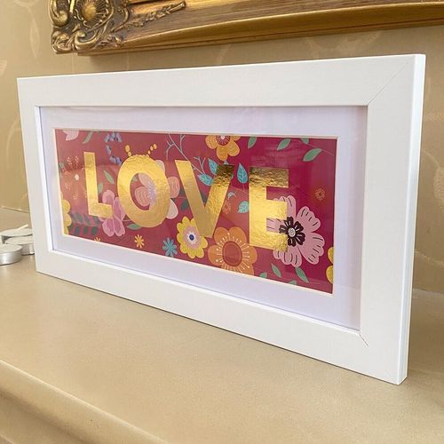 Gold Foil LOVE Frame – Perfect for Home Gifts & Room Art