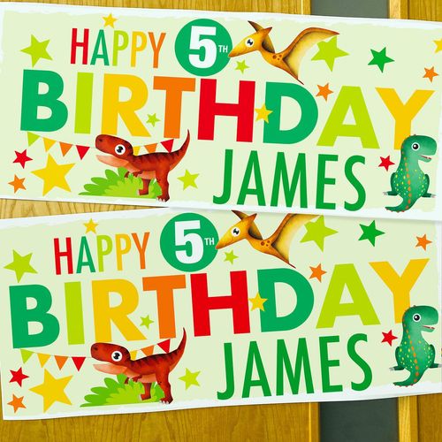 frame my name, 3rd birthday dinosaur party banners