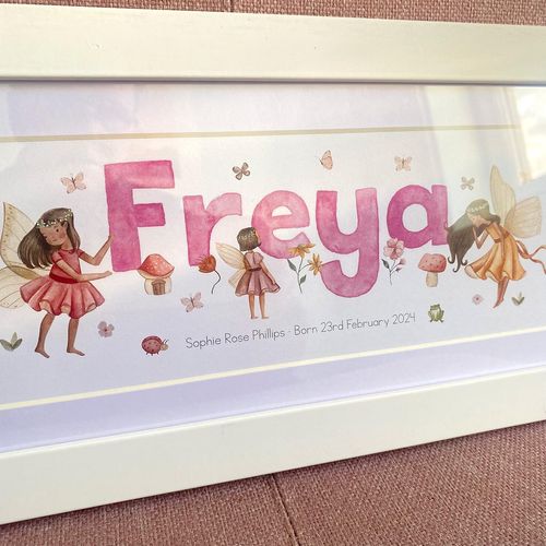 woodland fairies baby name prints