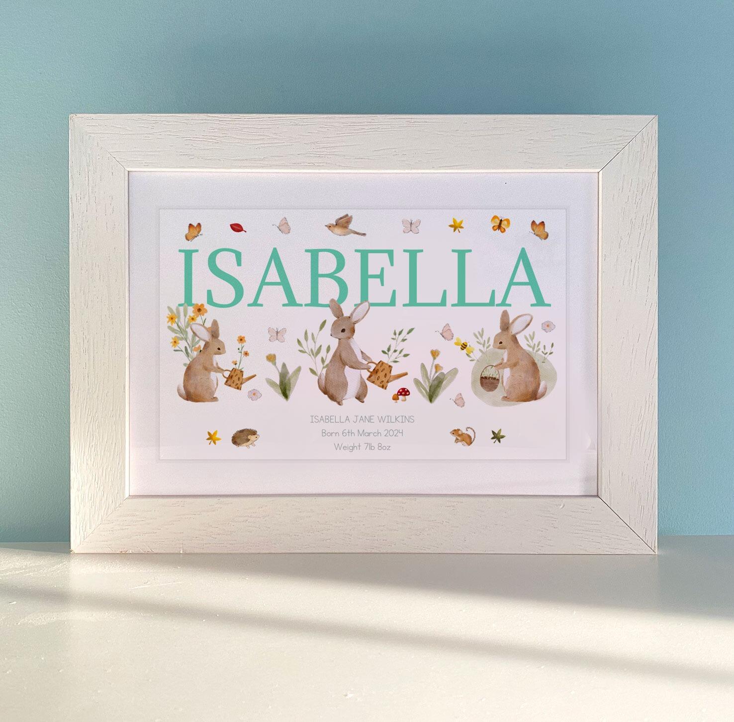 isabella woodland rabbit name print