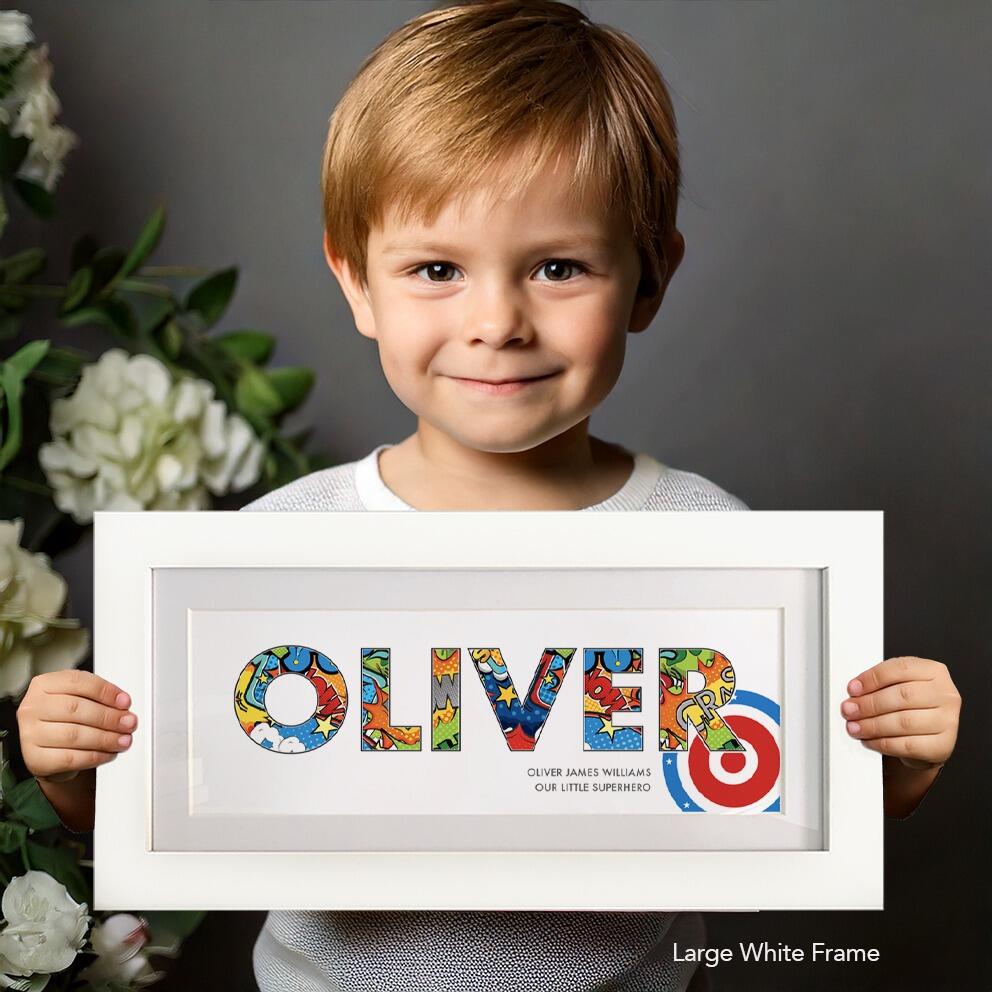 oliver superhero name frame gift