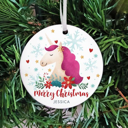 Frame my name, christmas unicorn gifts, christmas keepsake, tree decorations