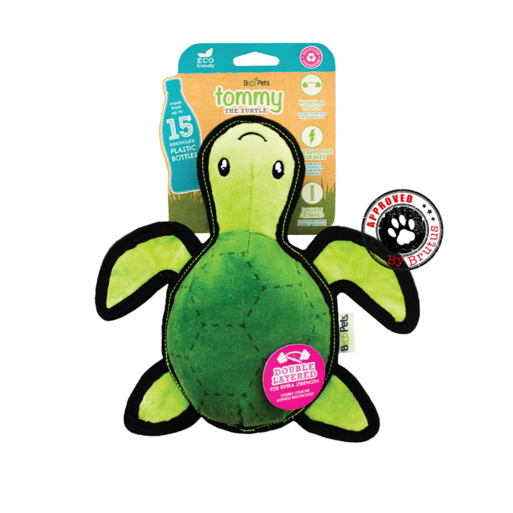 beco pets tommy the turtle dog toy made from recycled materials