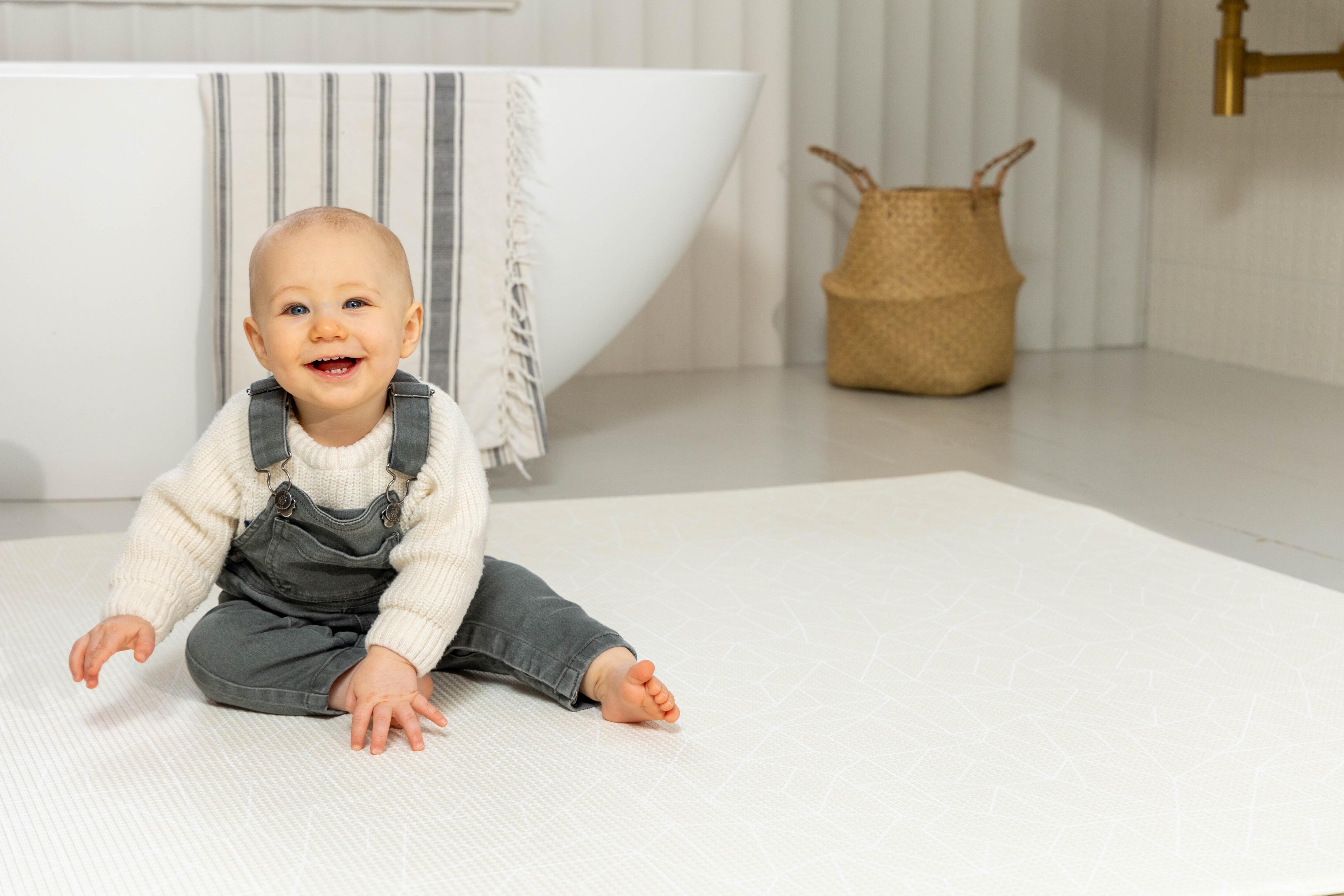 Cornish Cream Nordic Explorer Playmat laid out in a contemporary family space
