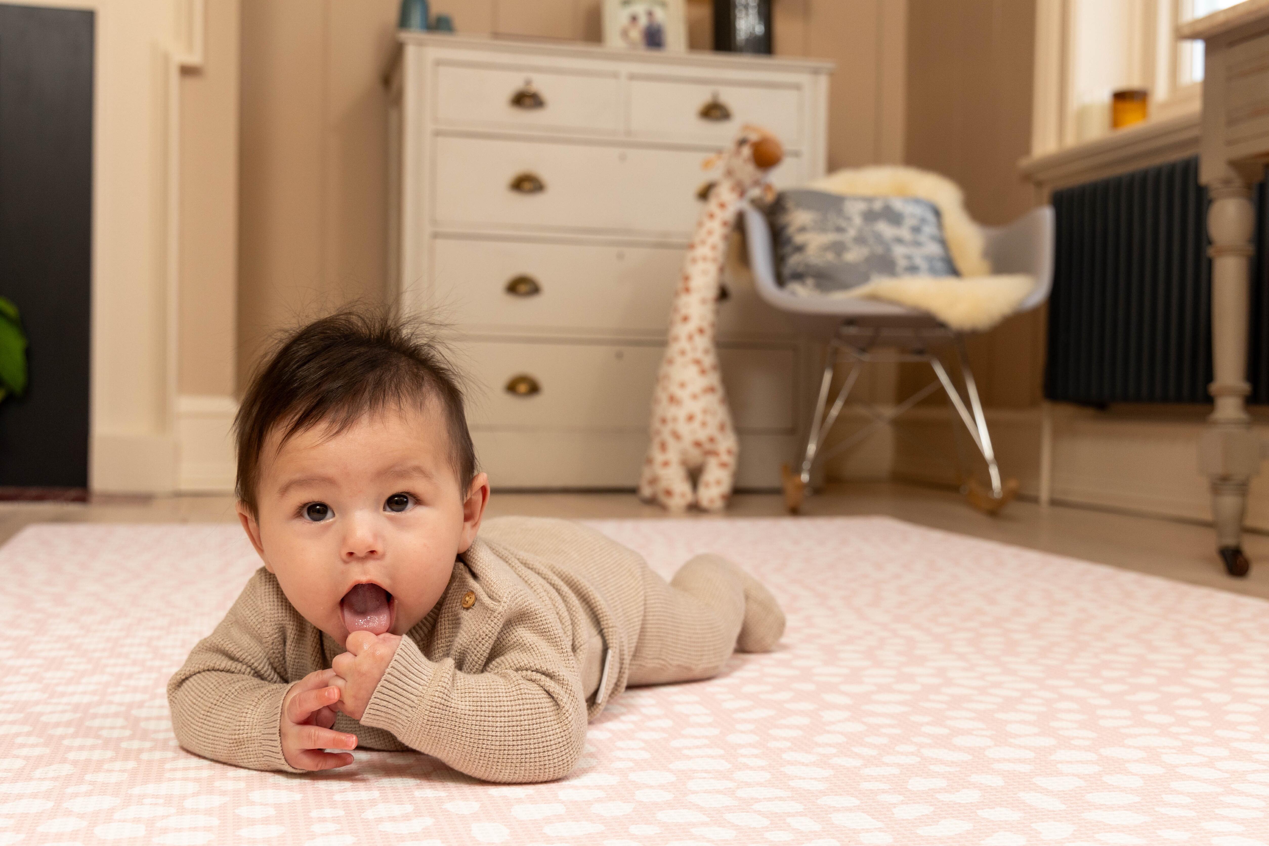 Pastel Blush Pink reversible playmat – large cushioned non-toxic floor mat for design-led family homes