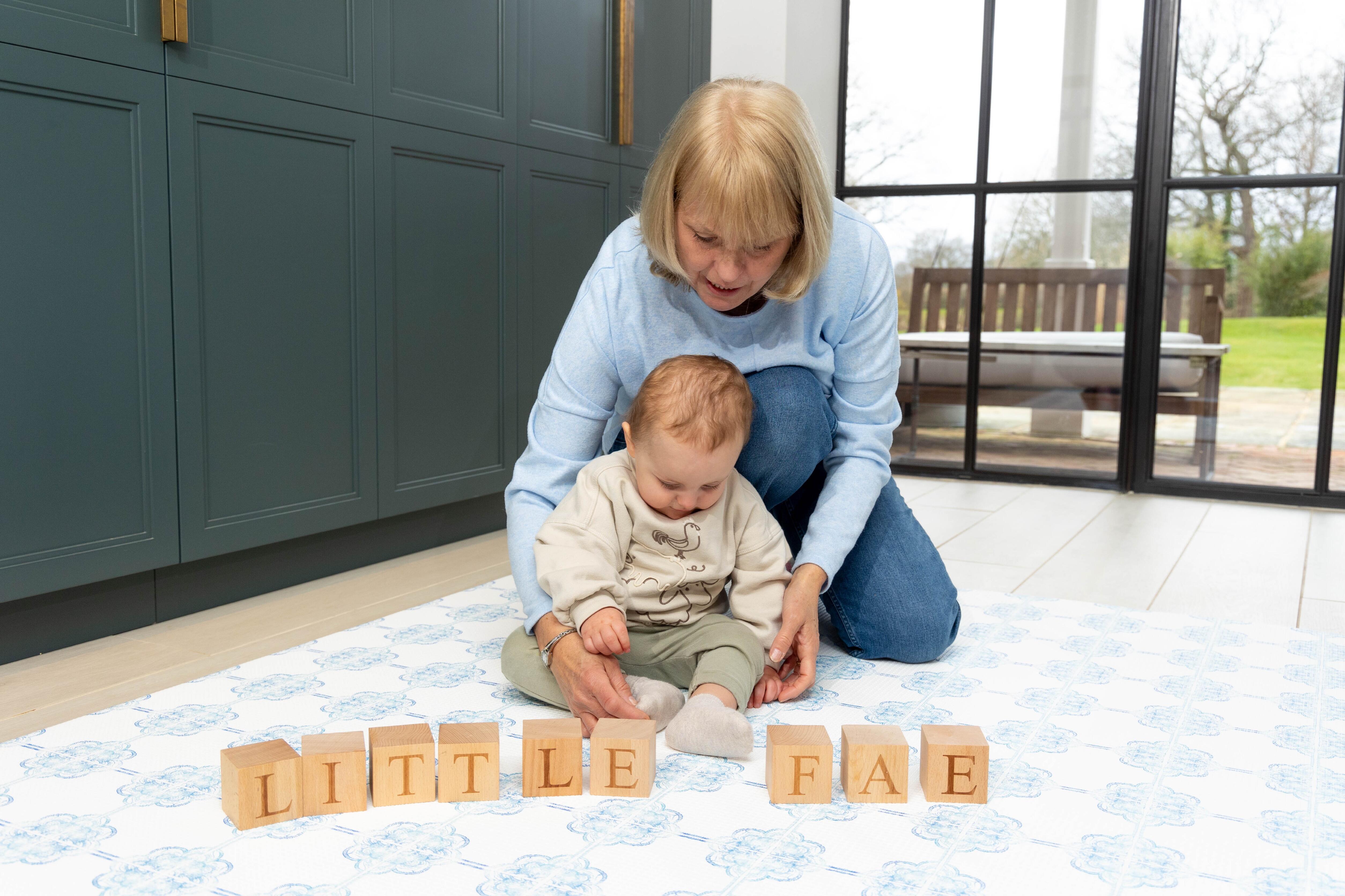 Santorini Breeze reversible baby playmat – elegant neutral tones for modern family interiors by Little Fae