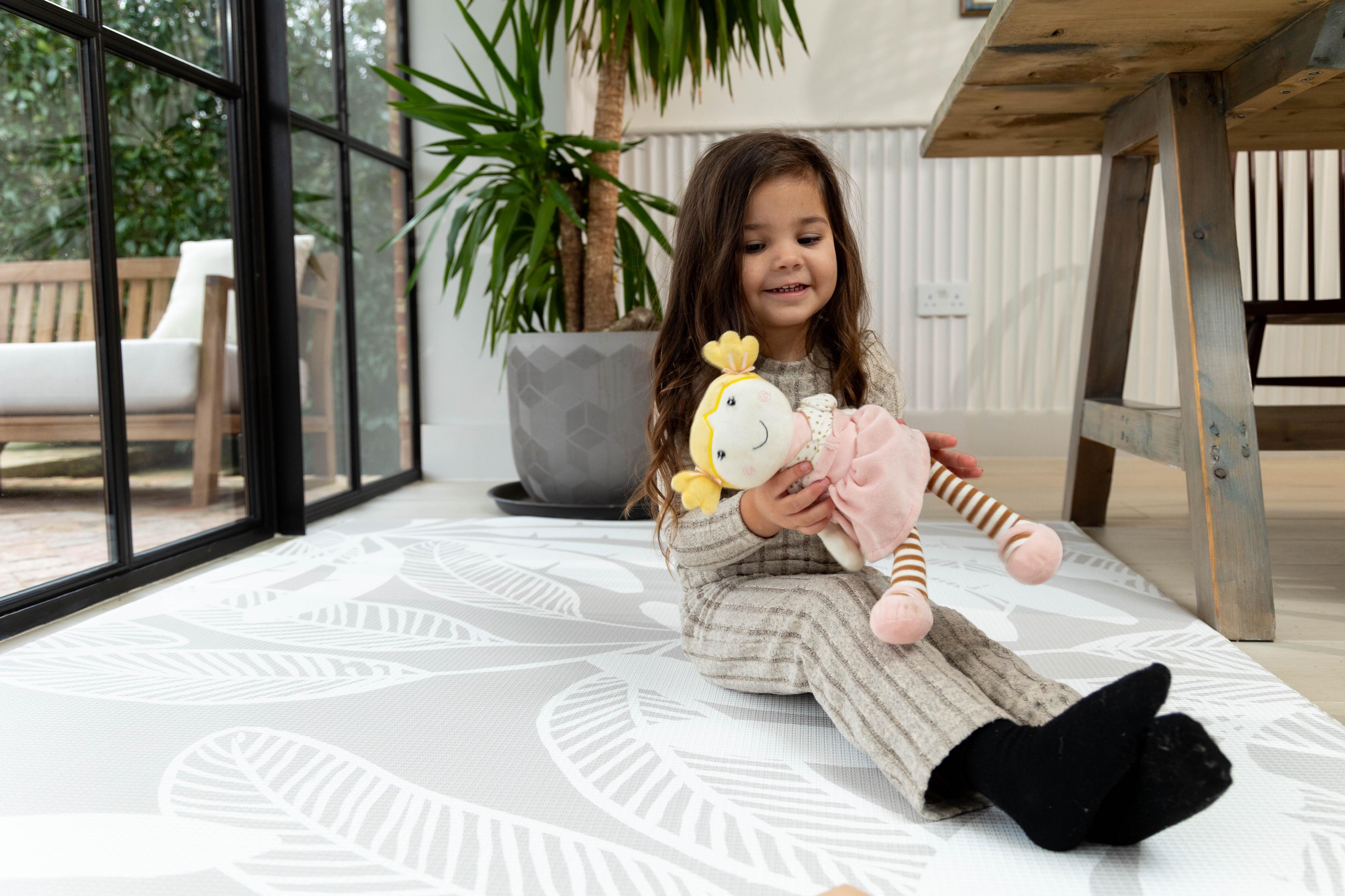 Large Scandi-inspired Bare Palms playmat – soft cushioned non-toxic foam mat for minimalist modern nurseries by Little Fae