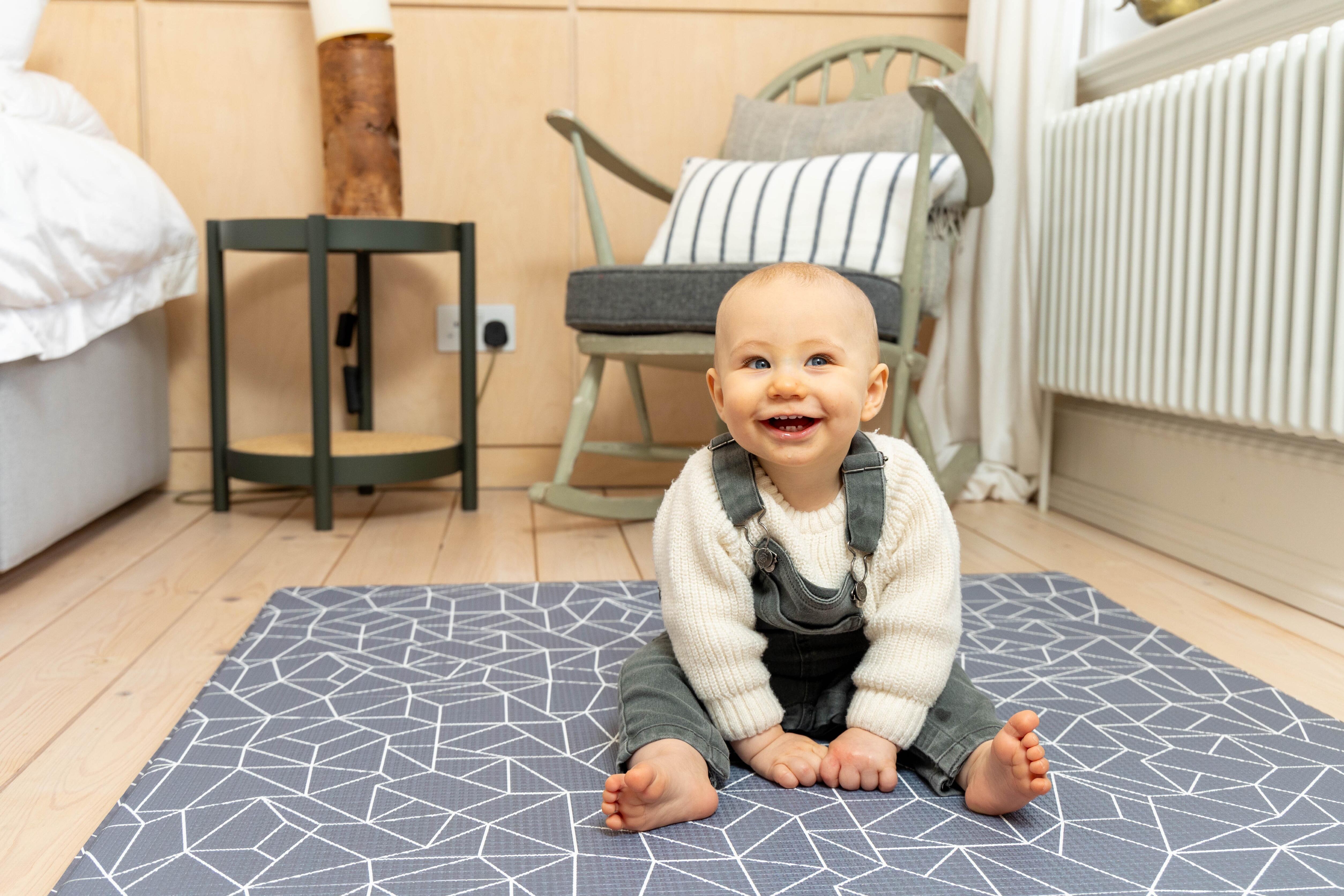 Nordic Explorer Storm Grey reversible baby playmat – elegant neutral tone for design-led family homes