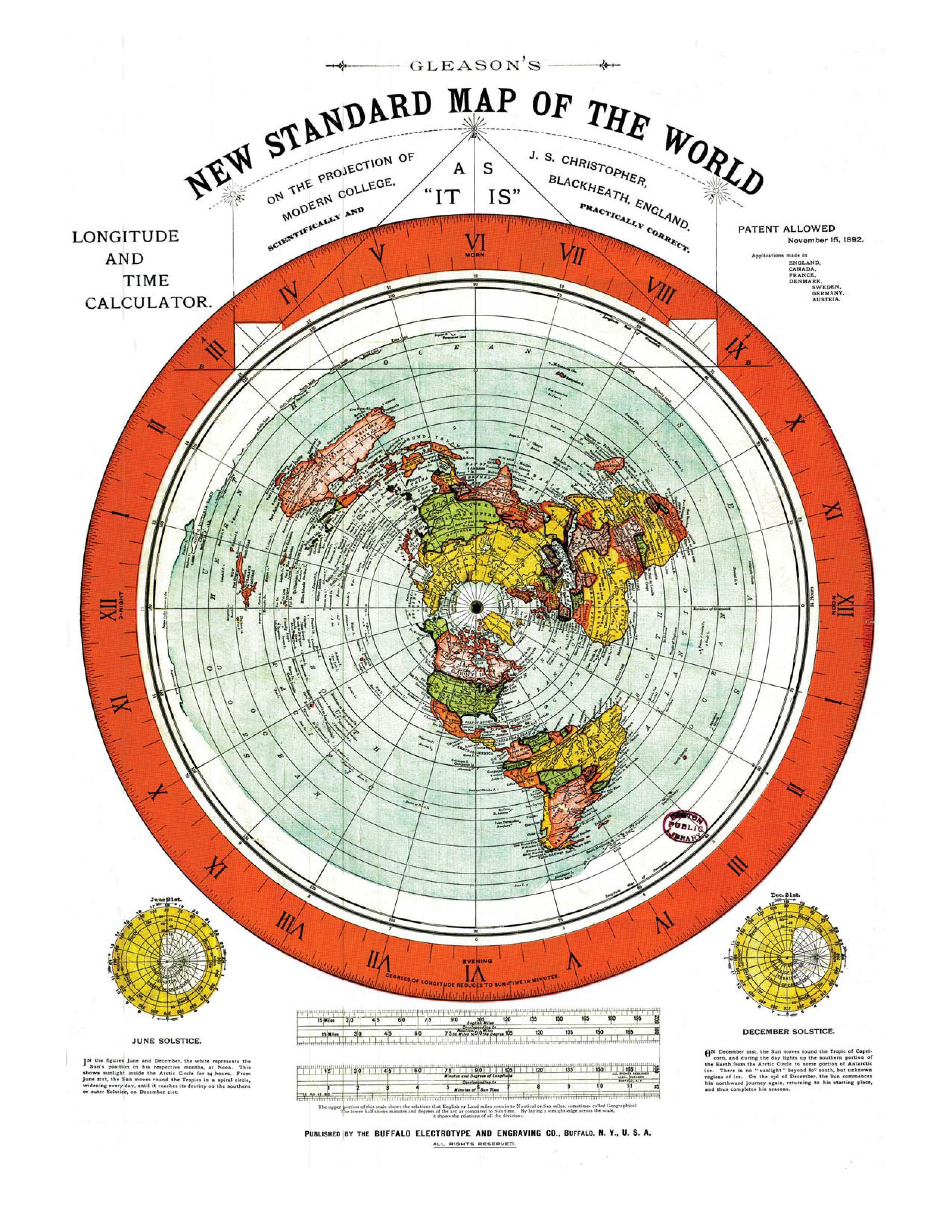Gleason's Map Of The World, Flat Earth Map