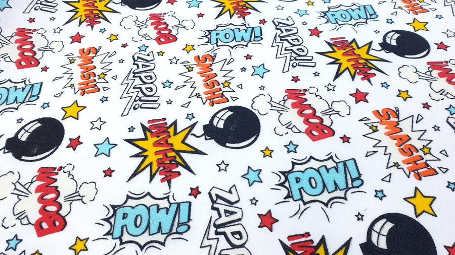 Boom pow crash conic book polyester fabric UK seller