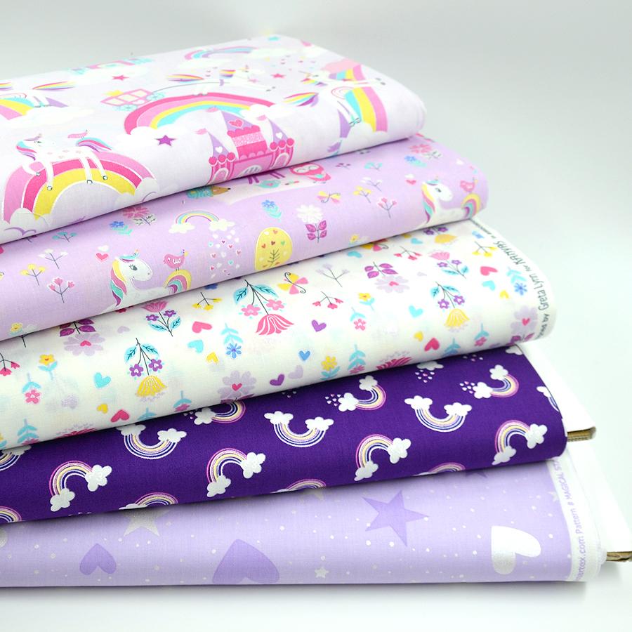 Bernartex "Unicorn Dreams" 100% Cotton fabric Fat Quarter bundle