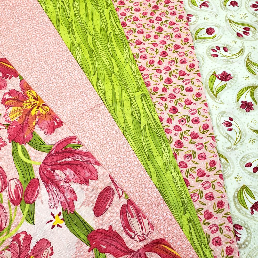 moda,tulip,red,orange,green,tango,floral,gream,paisley,sewing,quilting,flowers,robin,pickens