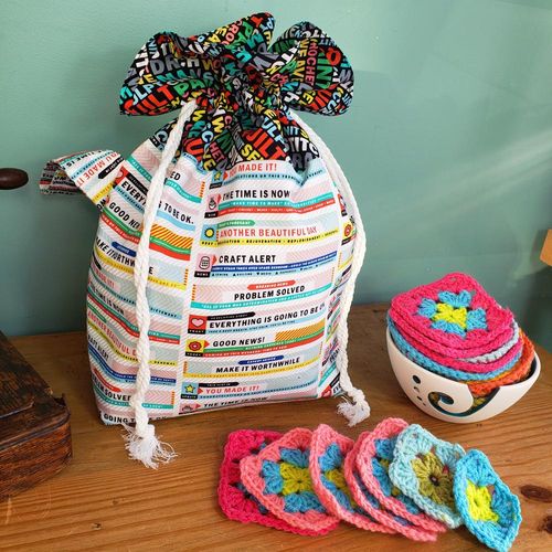 drawstring bag, crochet, craft,travel, crafting,crochet,handmade