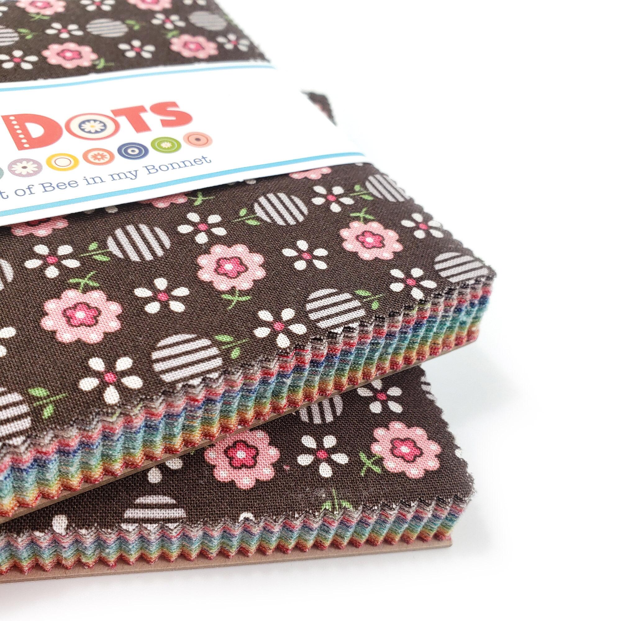 riley blake stacker, bee dots,flowers,teen,kids,baby quilt, patchwork, cotton squares