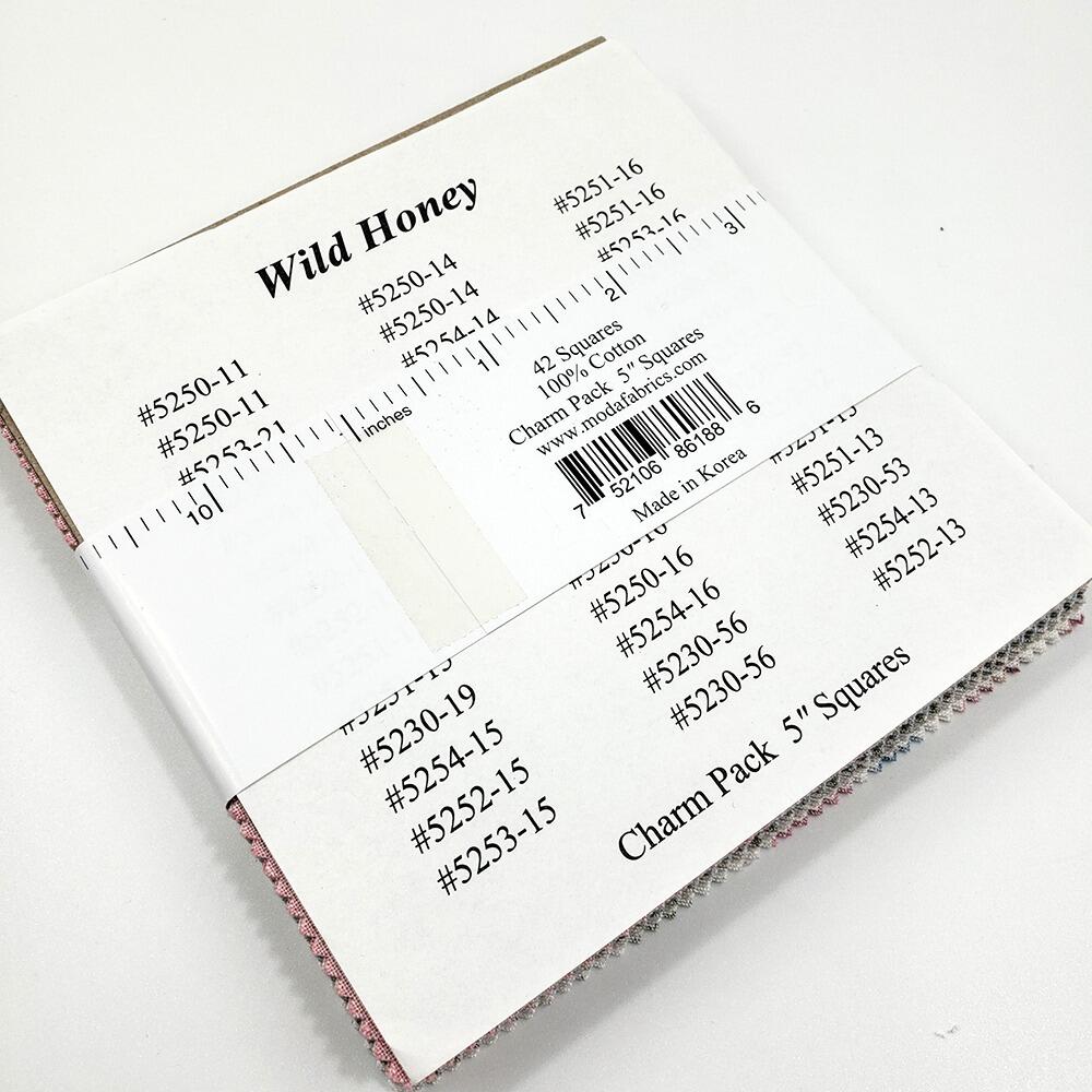Moda charm pack Lella Boutique Wild Honey floral, bee fabric, honeycombs, charm pack, 5 inch squares, easy quilt squares