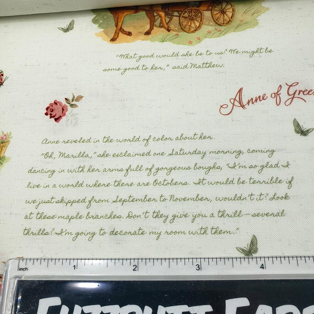 Riley Blake, Anne of Green Gables, book themed fabric, book covers, handwriting, vintage style birds and florals