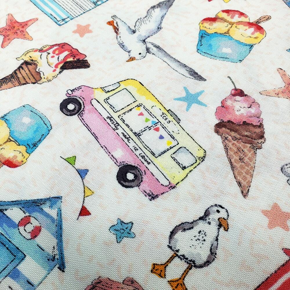 beach fabric, ice creams, seagulls, beach huts, susan wheeler, sundaes by the sea