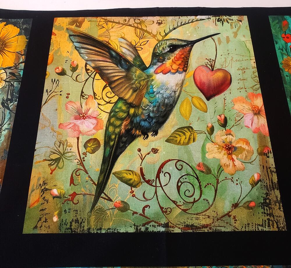 Enchanted Canopy Fabric, JK Stewart, Blank Quilting, ladybirds, butterflies, hummingbirds, vivid floral fabric