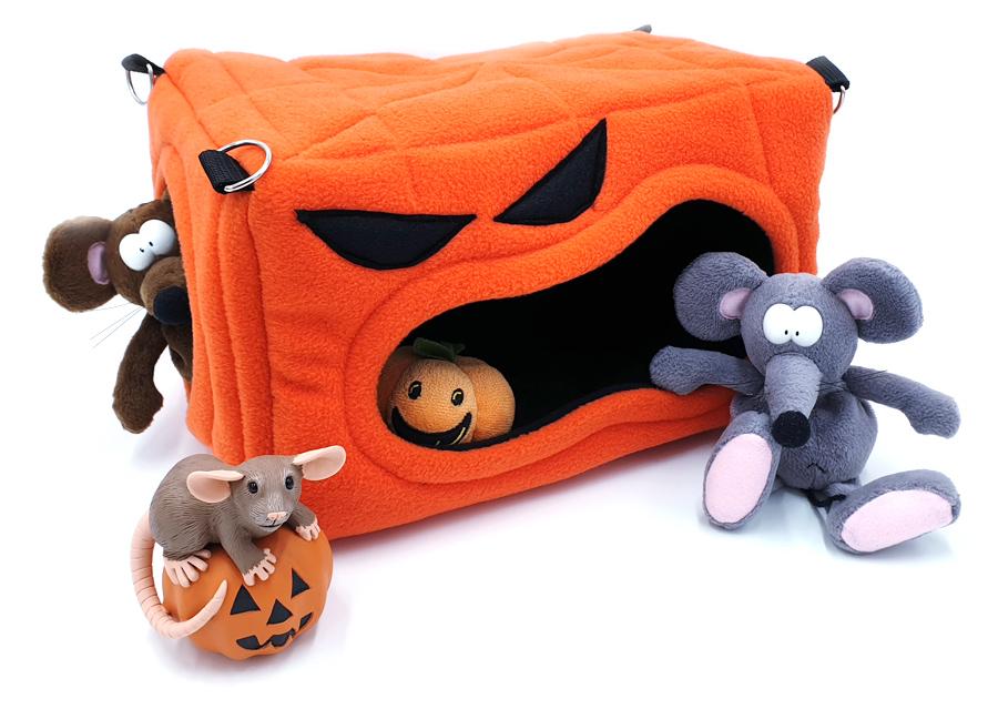 Fuzzbutt Halloween Pumpkin Monster Cube, fleecy hanging cage cube for rats, chinchillas, small furries