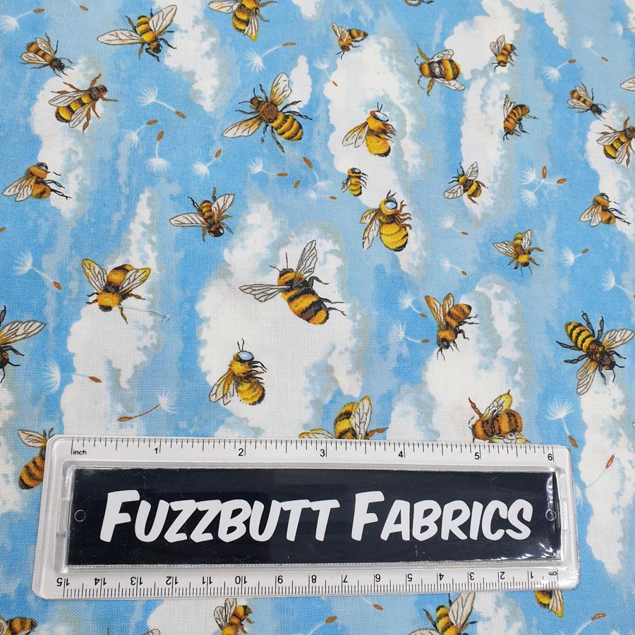 Nutex Bee Haven wildflowers 100% cotton fabric, henry glass bees bloomin poppies,honeycomb,bumble bee, honey bee