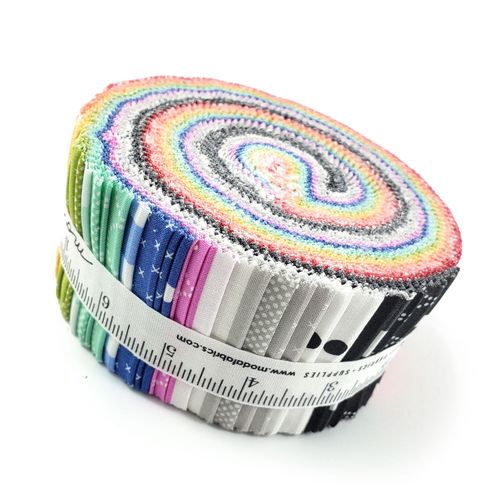 A jelly roll of gorgeous spots, ginghams and geometric shapes in bright, happy colours from the fabulous Corey Yoder.