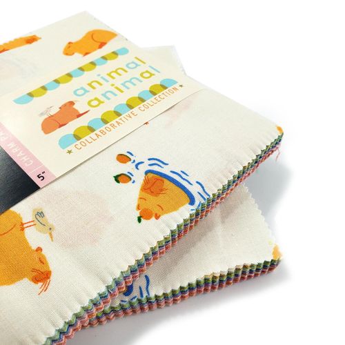 ruby star society,moda,charm pack, patchwork squares,flowers,blue,red,orange,pink,animals,modern,sloth,goldfish