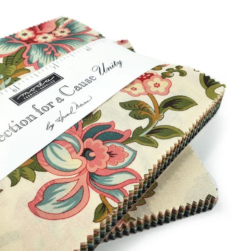 Moda, cause of unity, vintage fabric, historical quilts, floral, paisley, fabric squares, cotton squares, patchwork squares, easy quilt, charm pack