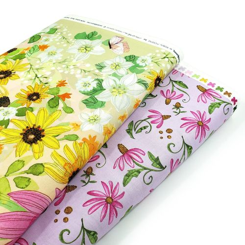 Moda, superbloom, robin pickens, watercolour florals, vibrant, colourful, shabby chic fabric, charm pack, fabric squares, 100% cotton, ombre
