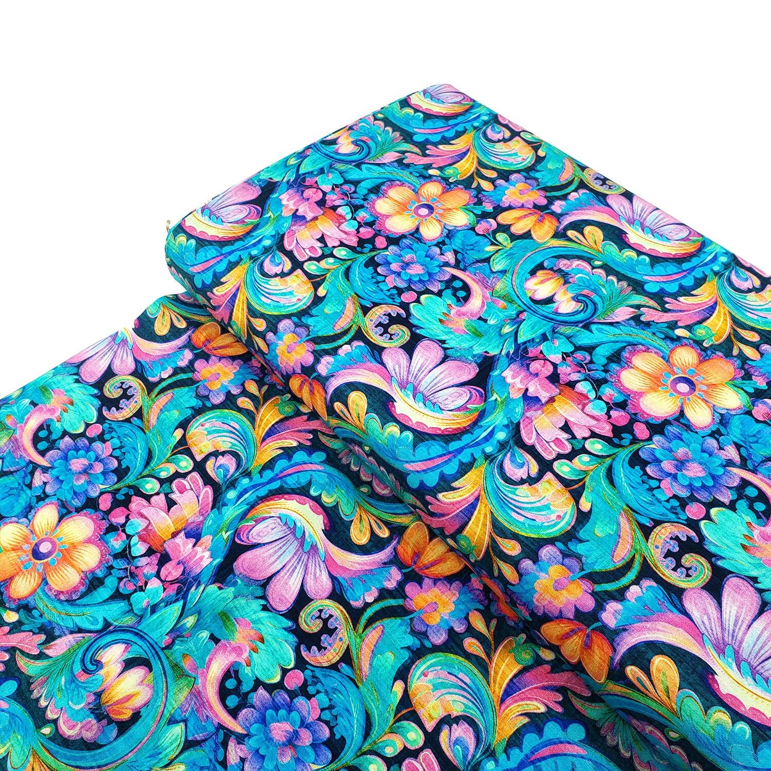 Morris Creative, exotica, florals, borders, badger, foxes, animals, exotic fabric, qt fabrics