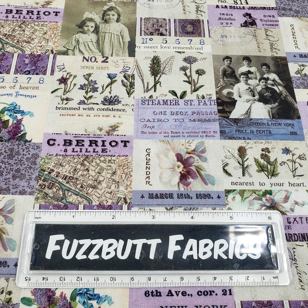 vintage collage, Tim Holtz fat quarter, palette, junk journal fabric, slow stitch, vintage style, eclectic elements, monochrome, abandoned, PWTH300