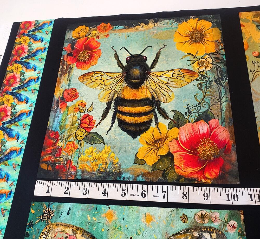 Enchanted Canopy Fabric, JK Stewart, Blank Quilting, ladybirds, butterflies, hummingbirds, vivid floral fabric