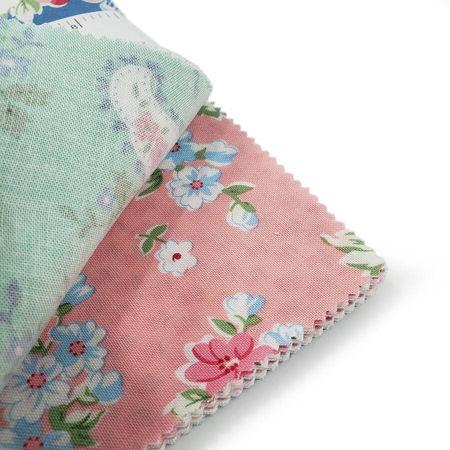 Moda, a cat named stitch charm pack, pastel floral fabric, cottagecore, roses, squares for patchwork, cotton, easy quilting, precut squares,charm pack, camille roskelly