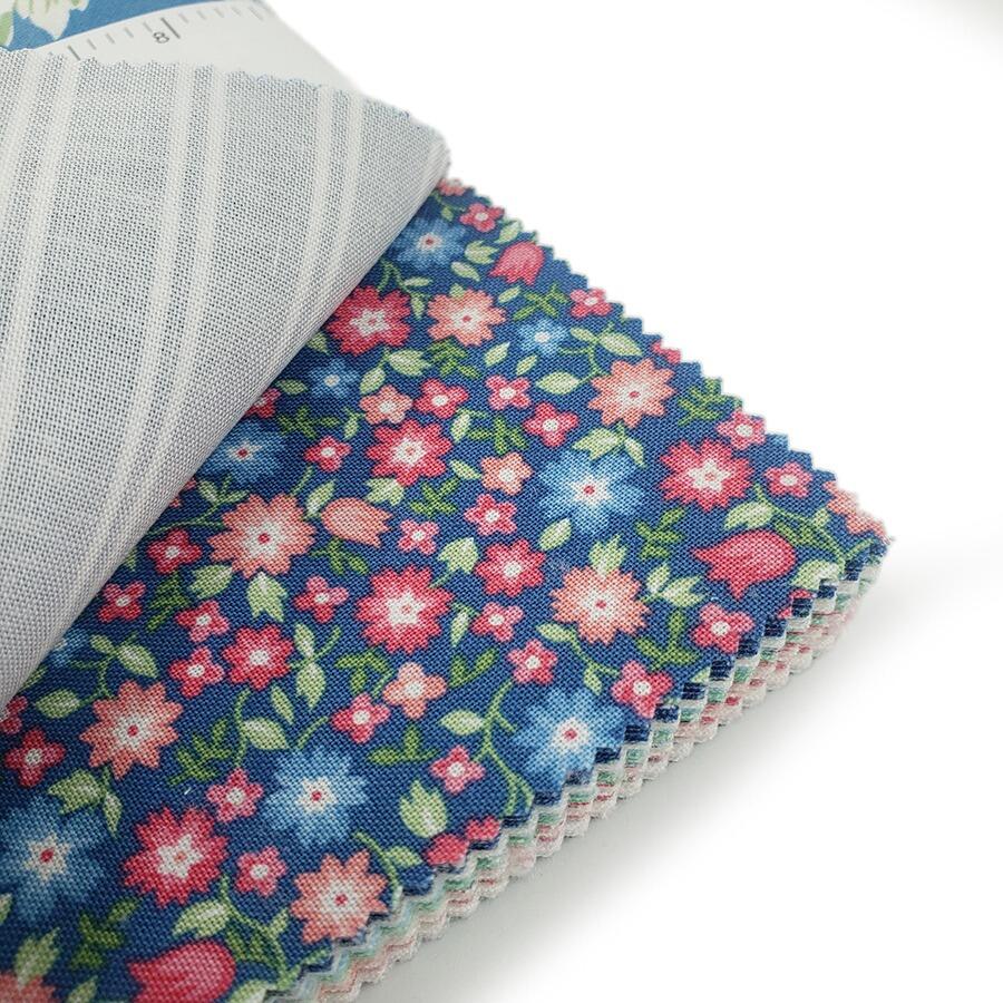 Moda, a cat named stitch charm pack, pastel floral fabric, cottagecore, roses, squares for patchwork, cotton, easy quilting, precut squares,charm pack, camille roskelly
