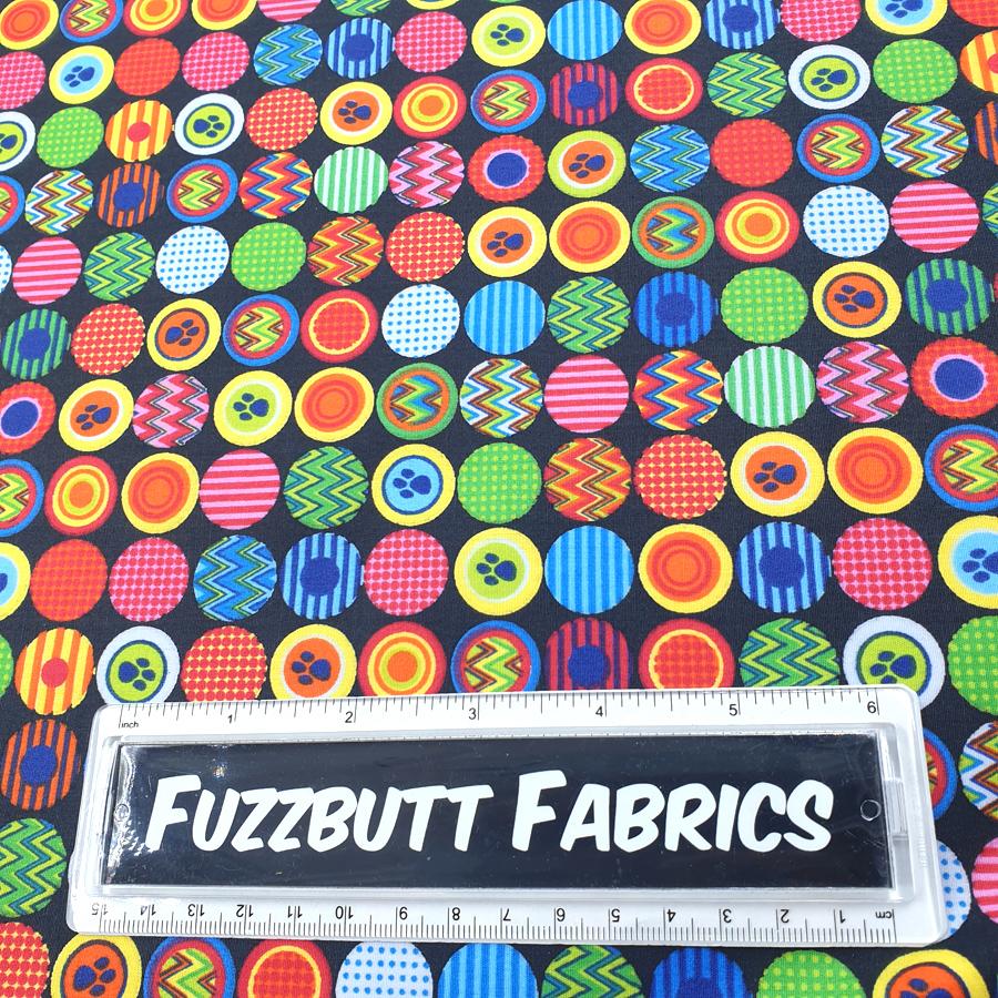 Spots fabric, zig zag fabric, paw prints fabric, cotton fabric, abstract fabric