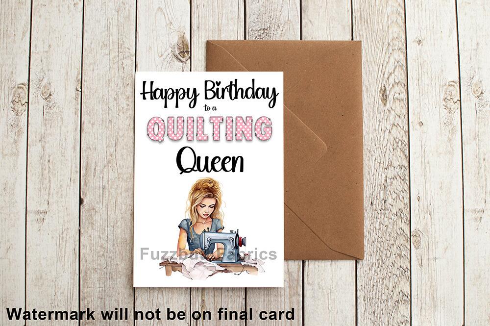 quilting themed birthday card, quilting card, greetings card, uk sewing birthday cards, sewing themed card, quilting themed card